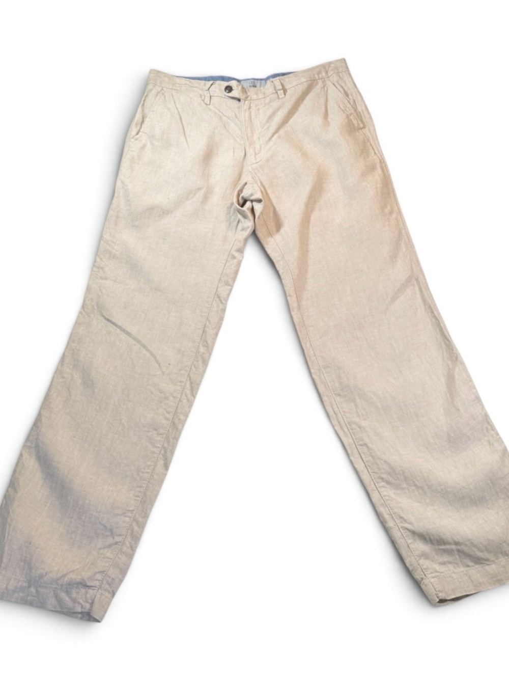 M&S Collection Tailored Mens 100% Linen Trousers Pants Ecru Beige 34x31